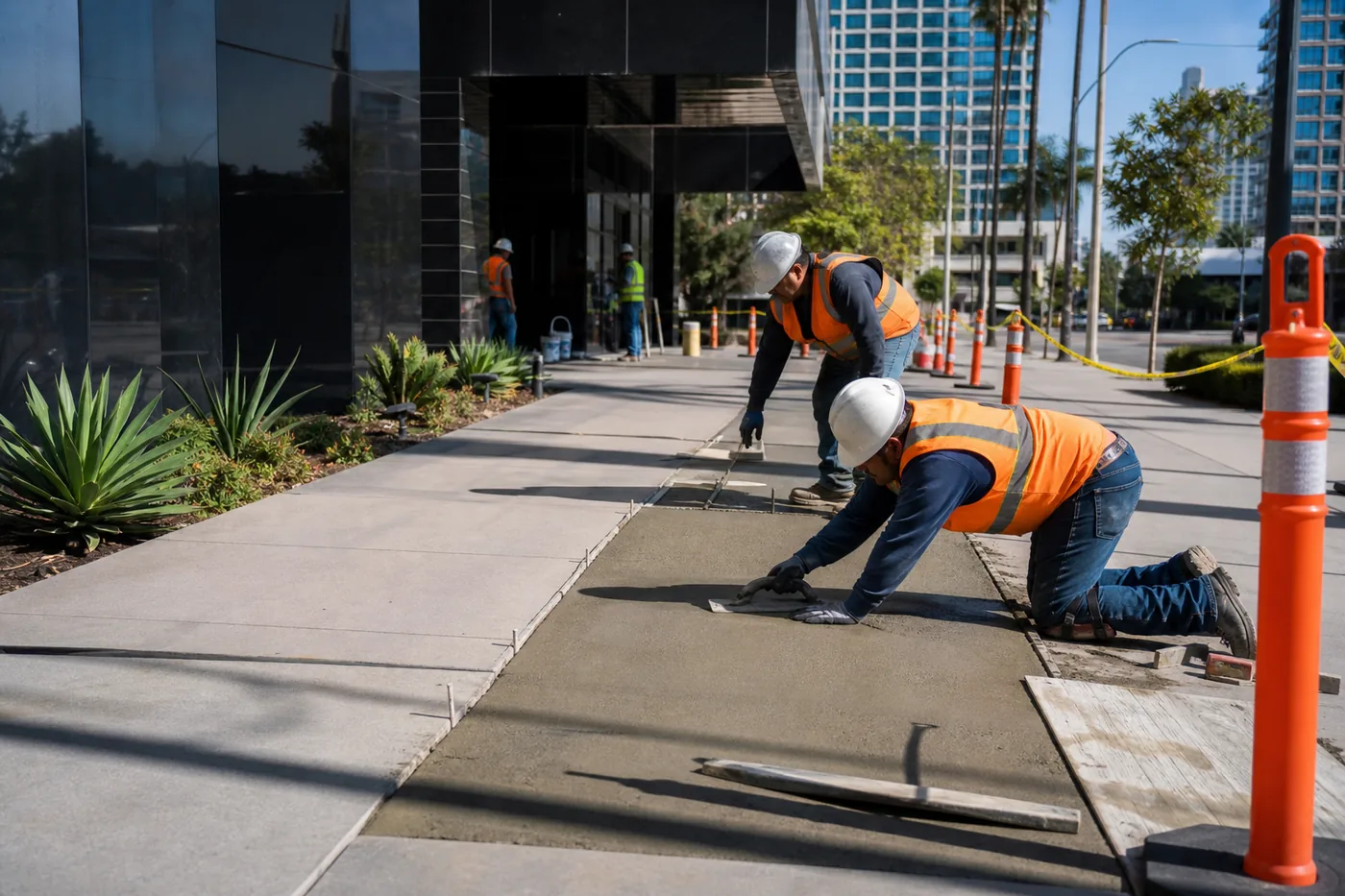 Commercial sidewalk repair at an office property